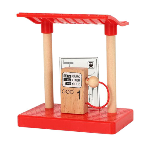 Wooden Train Set with Station Platform and Bridge for Ages 1