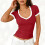 Top da donna a maniche corte con scollo a V e blocchi di colore 2
