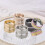 Bague de couple givrée, taille ajustable 6