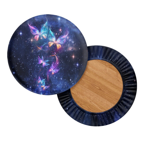 Housse de coussin de chaise papillon galaxie élastique ronde 1