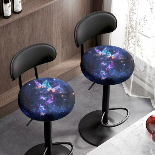 Housse de coussin de chaise papillon galaxie élastique ronde 2