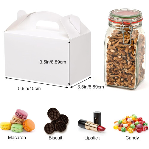 White Gable Gift Boxes with Handles 12 Pack 1