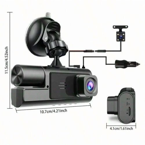 Dash Cam 3-Channel 1080P 170 Wide Angle with IR Night 1