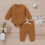 Baby-Jungen Langarm-Strampler mit passender Hose, braun 3