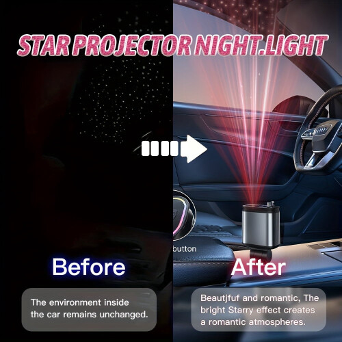 4-in-1 retractable car charger with star projector night 2