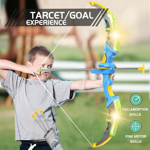 LED Kids Archery Set with 10 Suction Cup Arrows and 1