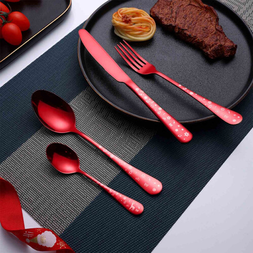 Ensemble de couverts en acier inoxydable Red Holiday, 4 pièces 1