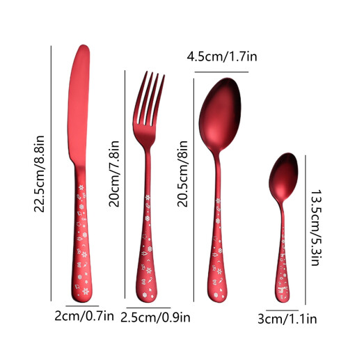 Ensemble de couverts en acier inoxydable Red Holiday, 4 pièces 2