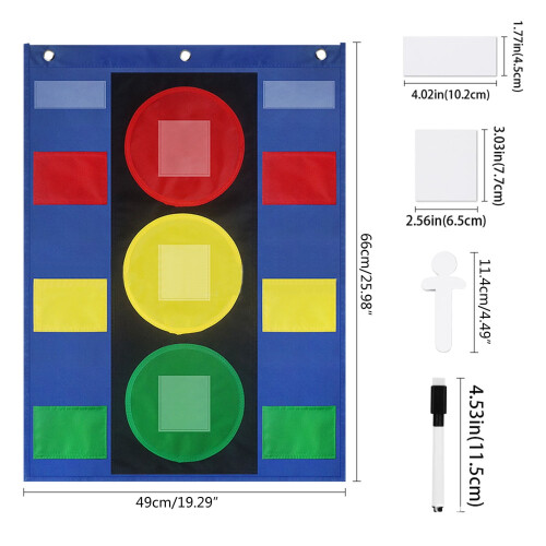 Classroom Behavior Stoplight Chart with 5 Blank Cards and 2