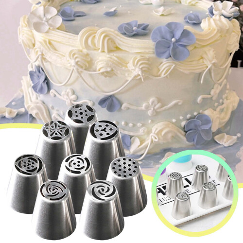 Stainless Steel Cake Embosser Piping Nozzle Set 6 pcs 1