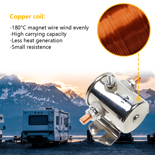200A 12V Continuous Duty Solenoid Relay Nickel-Plated 2