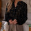 Women's Button-Down Lace Long Sleeve Top Black 8