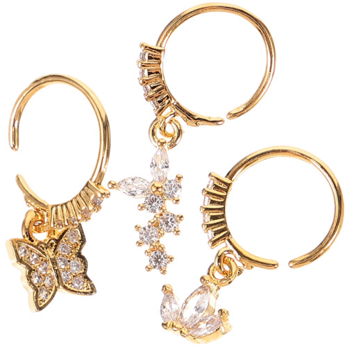 Butterfly Nose Studs Stainless Steel 3 Pcs 1