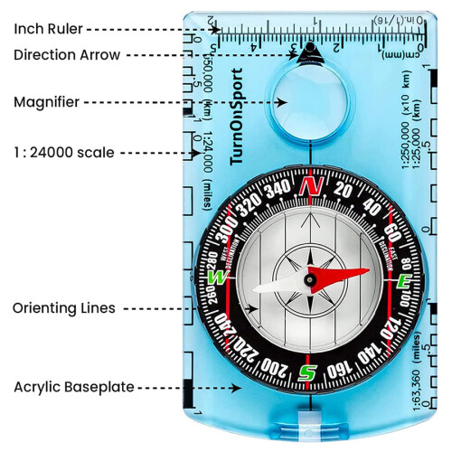 (Blue) Professional Waterproof Camping Compass Hiking Backpack Essential Survival Gift for Outdoor Navigation and Map Reading 2