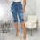 Dunkelblaue, zerrissene Damen-Jeans aus Polyester 2