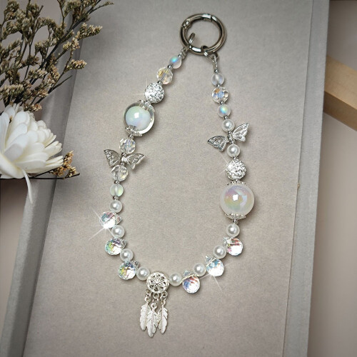 Chaveiro de pulso com contas de cristal para mulheres 1