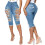 Dames lichtblauwe, gescheurde polyester jeans maat XL 1