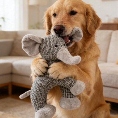 Lněná hračka pro psy Squeaky Elephant Chew (1 balení) 1