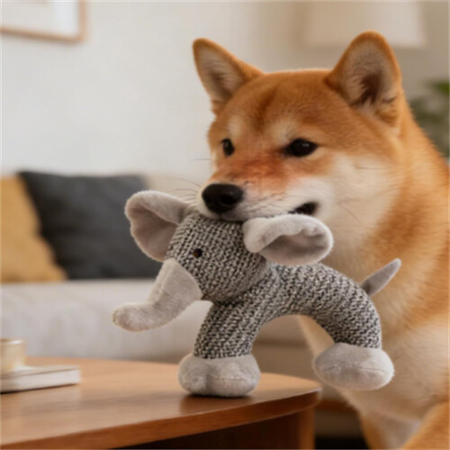 Lněná hračka pro psy Squeaky Elephant Chew (1 balení) 2
