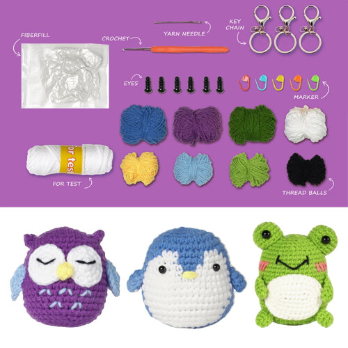Animal Crochet Kit for Beginners with Tutorials 3 pcs 2