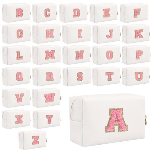 Preppy leren waterdichte make-uptas met initialen 1