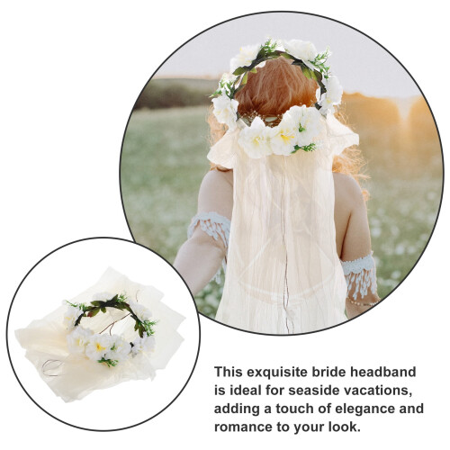 White floral bride veil headband wedding 2