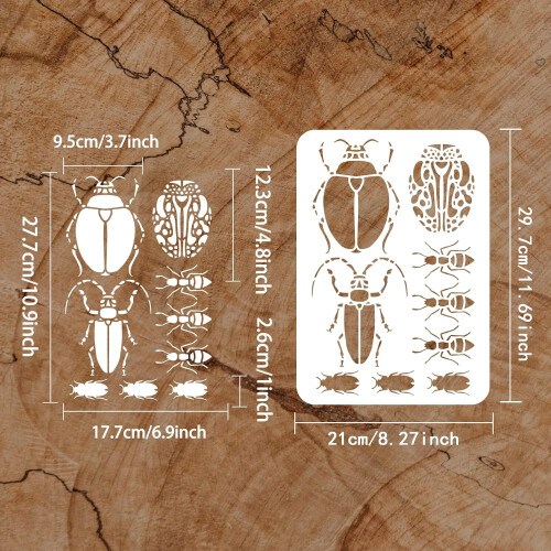 Scarab Stencil Template Reusable Plastic 11.7 x 8.3 Inch 2