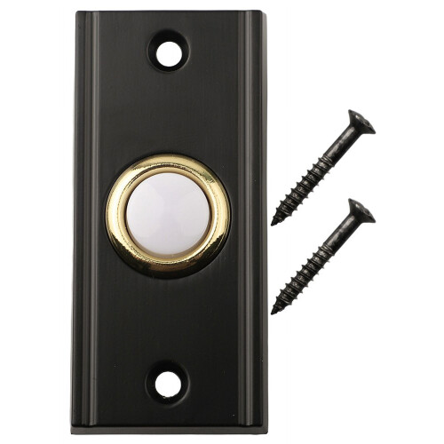 Metal Wired Doorbell Button Black Rectangular LED 2