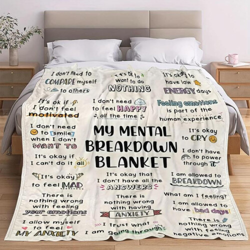 Soft Flannel Throw Blanket Polyester White Digital Print 2