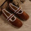 Willtoo Women's Square Toe Ballet Flats Suede Ankle Strap 5