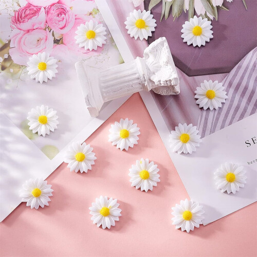 Daisy Flower Embellishments White 4 Sizes 2