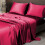 Queen Satin Sheet Set 4-Piece Soft Luxury Bedding Red 6