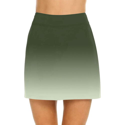 Women's Solid Tennis Skort with Pockets Green L 2