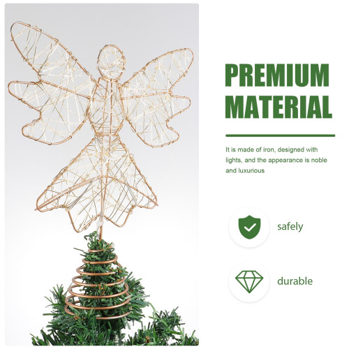 Golden Iron Christmas Tree Topper with Lights 2