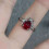 Red Crystal Glass Heart Ring Adjustable Gothic Spider Design 8