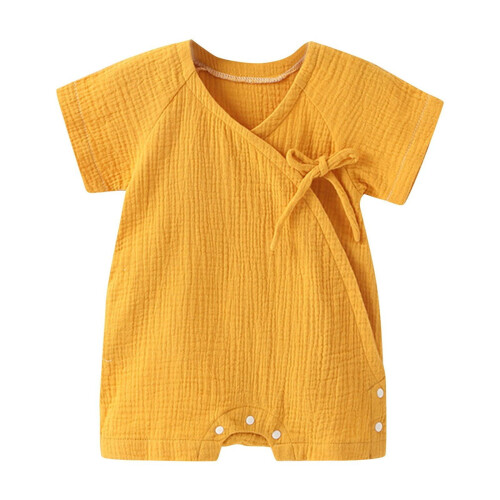 Kimono Robe Cotton Newborn Romper Solid Color Short Sleeve 1