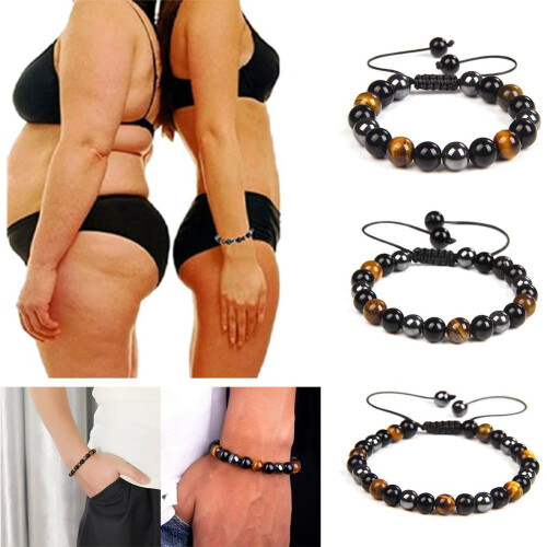 Black Obsidian Hematite Bracelet for Couples 1 Piece