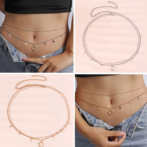 Women's Adjustable Double-Layer Metal Bead Waist Chain 1