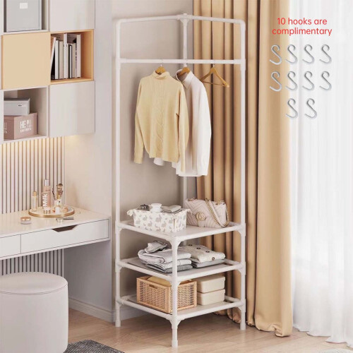 Freestanding Coat Rack with 2 Shelves for Entryway 1