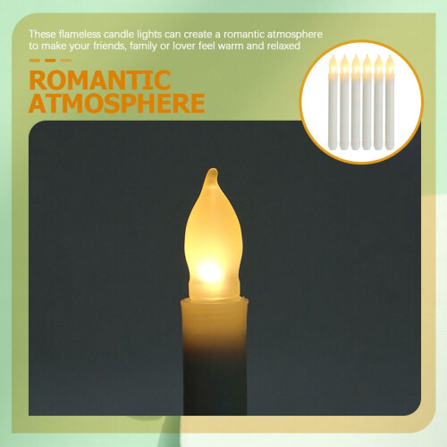 White Flickering LED Taper Candles Plastic 6-Pack 1