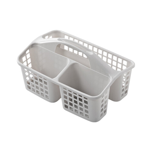 Panier de douche en plastique avec compartiments et poignée 1
