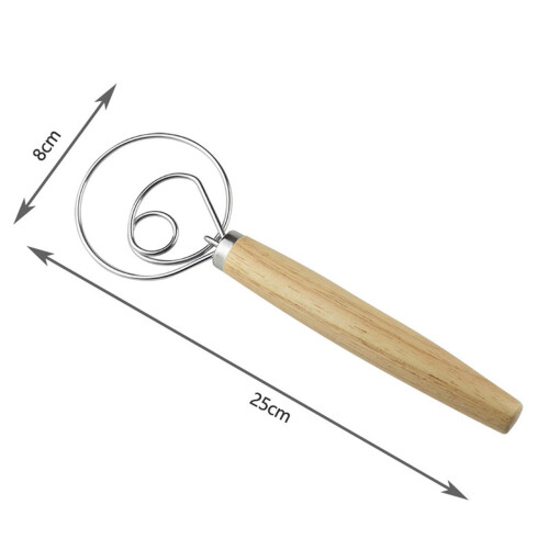 Wooden Handle Whisk Stainless Steel 1 Piece 2