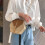 Woven Straw Clutch Handbag Brown 1 Pc 3