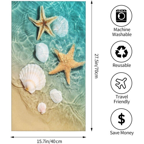 Coastal Seashell Hand Towels Blue Ocean Starfish Design 2 2