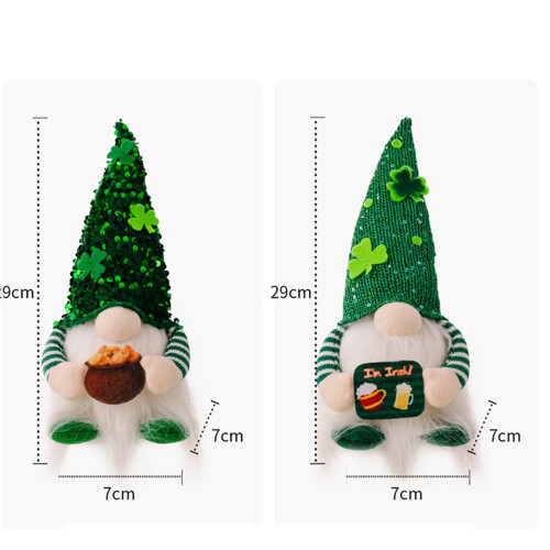St. Patrick's Day gnome plush doll with lights green hat 2