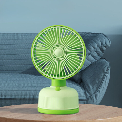 Mini ventilador de mesa recarregável USB com 3 velocidades, verde. 2
