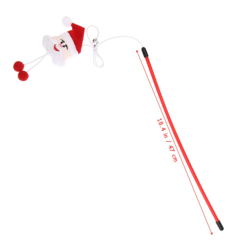 Cat Teaser Toy Santa Design Red PP Stick 1