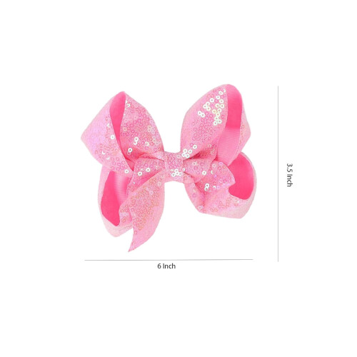 Laços de cabelo rosa natalinos com presilhas, 15 cm (6 polegadas), 2 peças 2