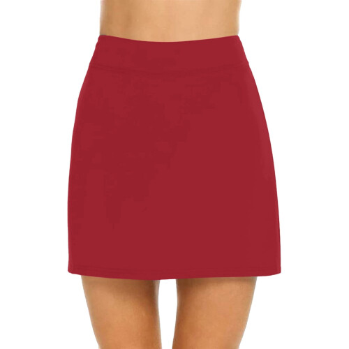 Women's Solid Skorts with Pockets Red XL 2
