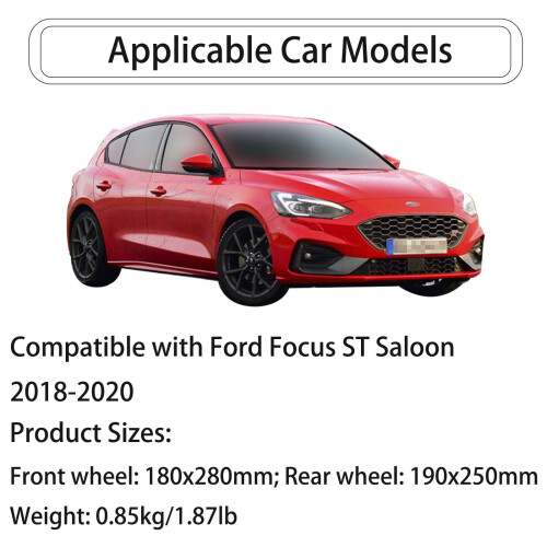 Bavettes Ford Focus ST Berline 2018-2020, 4 pièces, noires 1